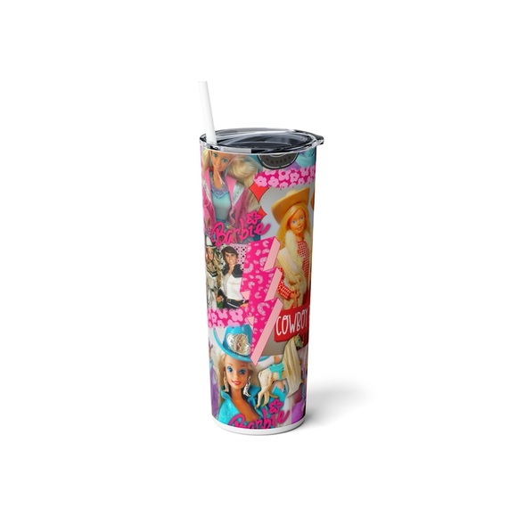 🎀RARE BARBIE Barbie Western Collage 20 oz Skinny Tumbler, Barbie Gift 🎀 - Picture 5 of 6